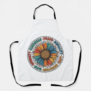 Delantal Camiseta Flor De Bondad Vintage Paz Igualdad_1