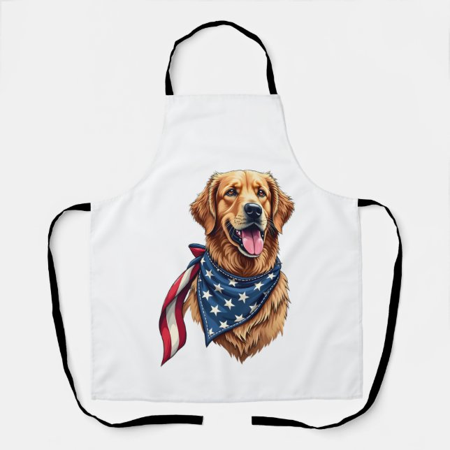 Delantal Camiseta grabada vintage de Golden Retriever Ameri (Anverso)