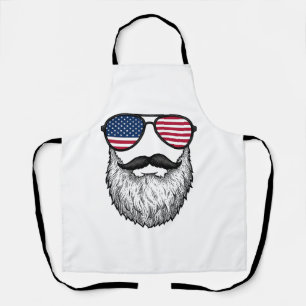 Delantal Camiseta gráfica de gafas de sol con barba patriót