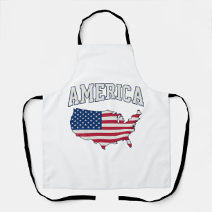 Delantal Camiseta Gráfica Vintage Patriótica Mapa Bandera d