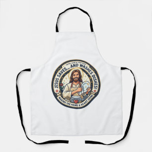 Delantal Camiseta Humor Tareas de Lavandería Jesús Gráfica