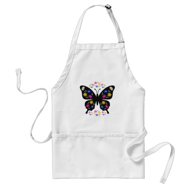 Delantal Camiseta mariposa con flores multicolor (Frente)