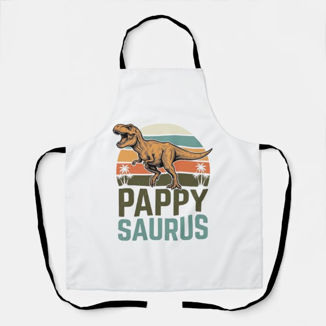Delantal Camiseta Pappysaurus Dinosaurio Divertido Atardece (Anverso)