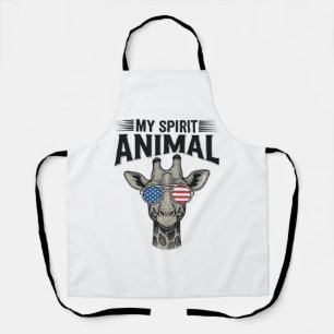 Delantal Camiseta Patriótica Animal Espiritual Jirafa Vinta