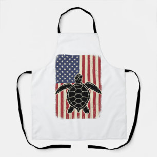 Delantal Camiseta Patriótica Bandera Americana Tortuga Mari