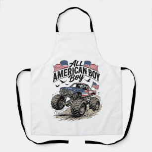 Delantal Camiseta Patriótica de Camión Monstruo para Chicos