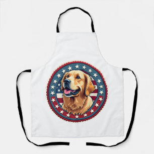 Delantal Camiseta Patriótica de Golden Retriever Sello de P