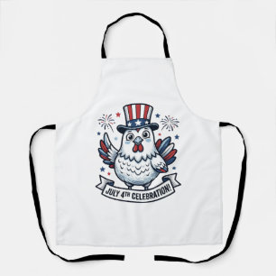 Delantal Camiseta Patriótica de Pollo Celebración 4 de Juli