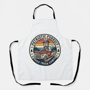Delantal Camiseta Patriótica del Tío Sam Gato Retro Atardec