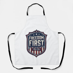 Delantal Camiseta Patriótica Freedom First USA 1776 Shield