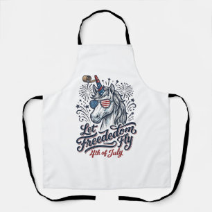 Delantal Camiseta Patriótica Unicornio 4 de Julio Libertad 