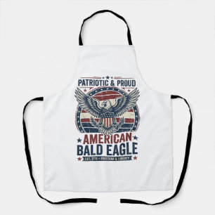 Delantal Camiseta Patriótica Vintage Águila Calva Distresse