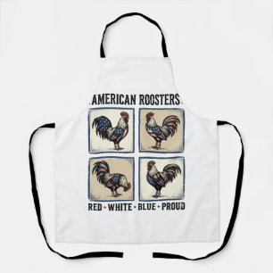 Delantal Camiseta Patriótica Vintage American Roosters Dise