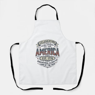 Delantal Camiseta Patriótica Vintage Aniversario 250 de Amé