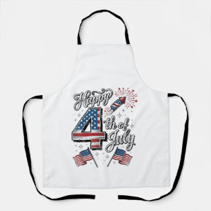 Delantal Camiseta Patriótica Vintage Feliz 4 de Julio Fuego