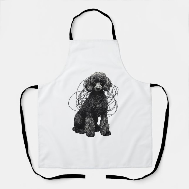 Delantal Camiseta Premium Black Poodle (Anverso)