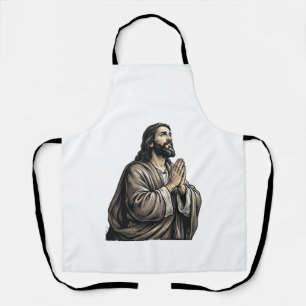 Delantal Camiseta religiosa de hombre orando con grabado vi