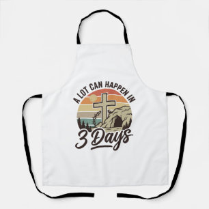 Delantal Camiseta Retro Cruz Cueva 3 Días Pascua Cristiana