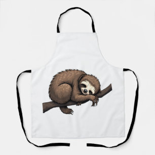 Delantal Camiseta Retro de Naturaleza con Arte de Perezoso