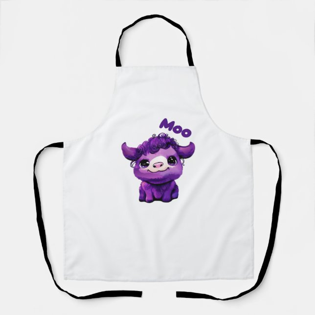 Delantal Camiseta sobredimensionada de vaca púrpura (Anverso)