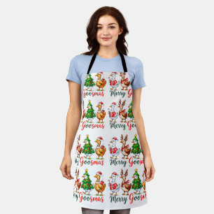 Delantal Camiseta Tri-Blend de Merry Goosmas Navideño Pato 