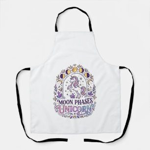 Delantal Camiseta Unicornio Fases Lunares Unicornio Fondo B