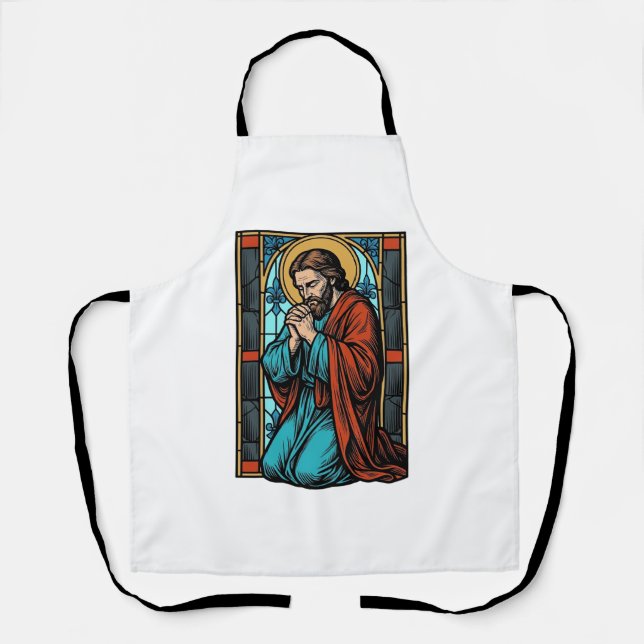 Delantal Camiseta vectorial de figura religiosa orando vint (Anverso)