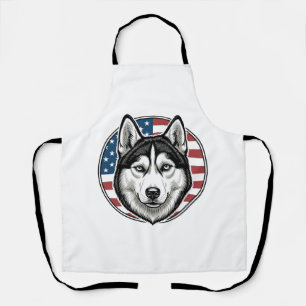 Delantal Camiseta vectorial de perro patriótico Husky vinta