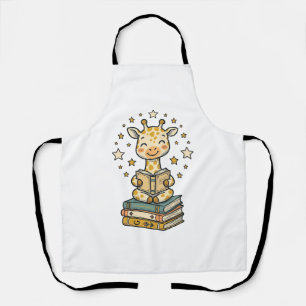 Delantal Camiseta Vintage Amante de Libros Jirafa Lectura L
