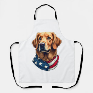 Delantal Camiseta Vintage Cara de Golden Retriever Patrióti