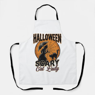 Delantal Camiseta Vintage de Bruja de Halloween Señora Gato