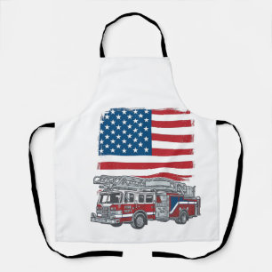 Delantal Camiseta Vintage de Camión de Bomberos Patriótica