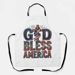Delantal Camiseta Vintage de Cruz Patriótica Dios Bendiga a