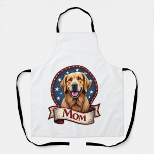 Delantal Camiseta Vintage de Golden Retriever Patriótica pa