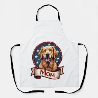 Delantal Camiseta Vintage de Golden Retriever Patriótica pa
