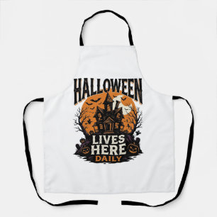 Delantal Camiseta Vintage de Halloween Casa Embrujada Todos