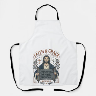 Delantal Camiseta Vintage de Punto de Cruz de Jesús Gráfica