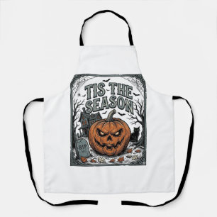 Delantal Camiseta Vintage Halloween Calabaza Gato Es La Tem