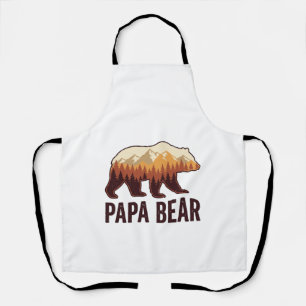 Delantal Camiseta Vintage Silueta Oso Papa Oso Bosque_1