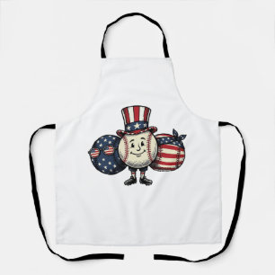 Delantal Camiseta Vintage Vector Trio de Béisbol Patriótico