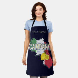 Delantal Campania Italia Región Retro Mapa de recuerdos de