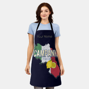 Delantal Campania Italia Región Retro Mapa de recuerdos de 