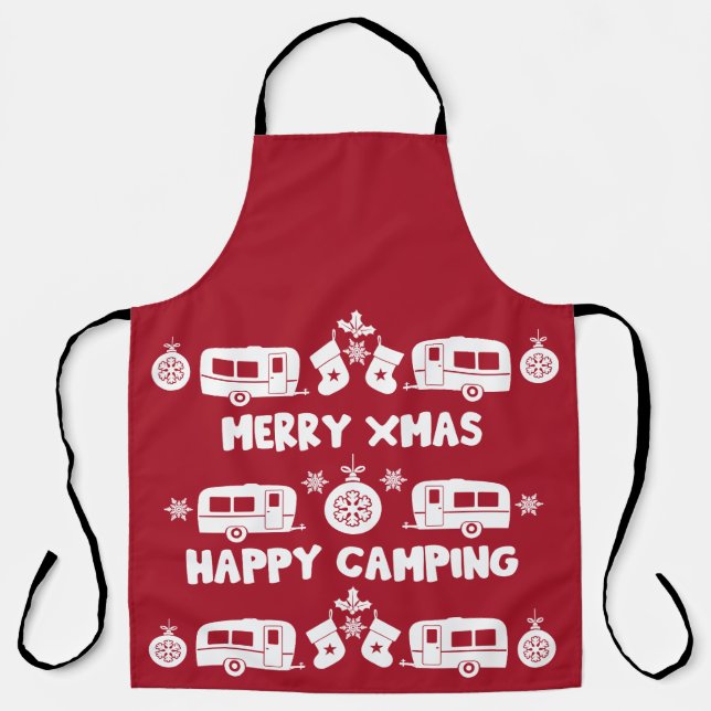 Delantal Camping de caravanas felices Navidades (Anverso)