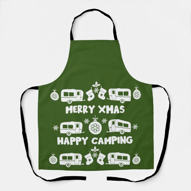 Delantal Camping de caravanas felices Navidades (Anverso)
