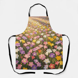 Delantal Campo de Flores de Lirio Arcoíris Vibrante