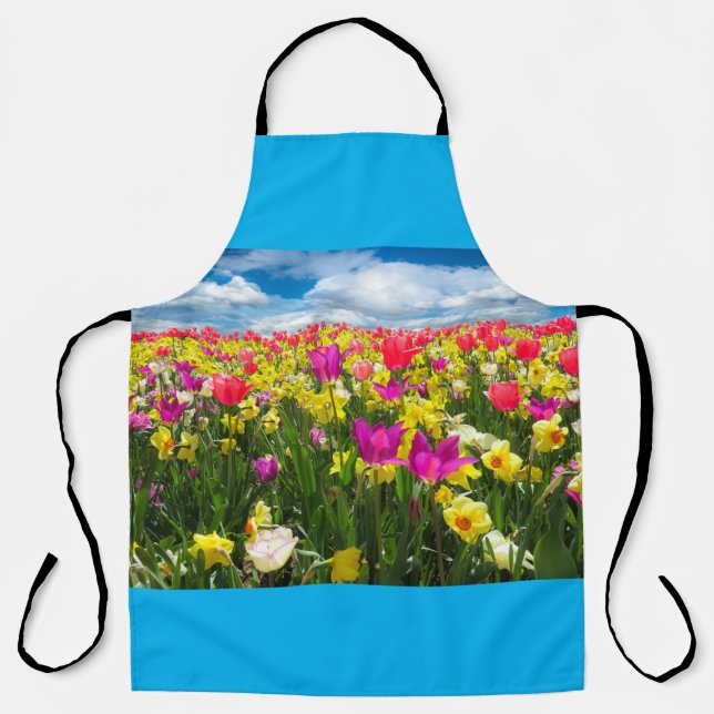 Delantal Campo de flores de tulipanes (Anverso)