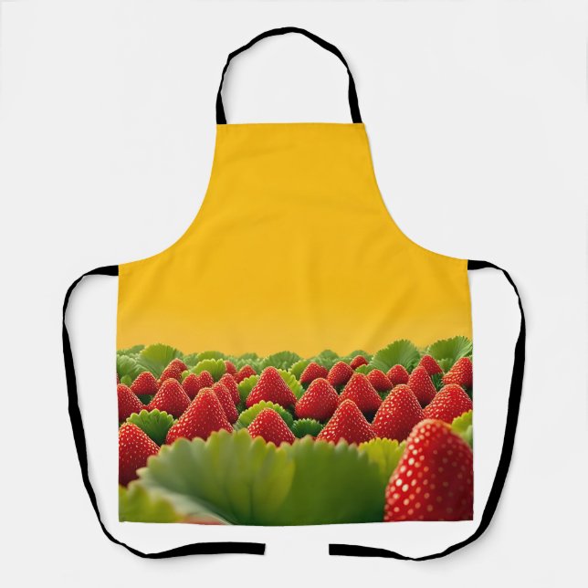 Delantal Campo de Fresas Rojo Vibrante (Anverso)
