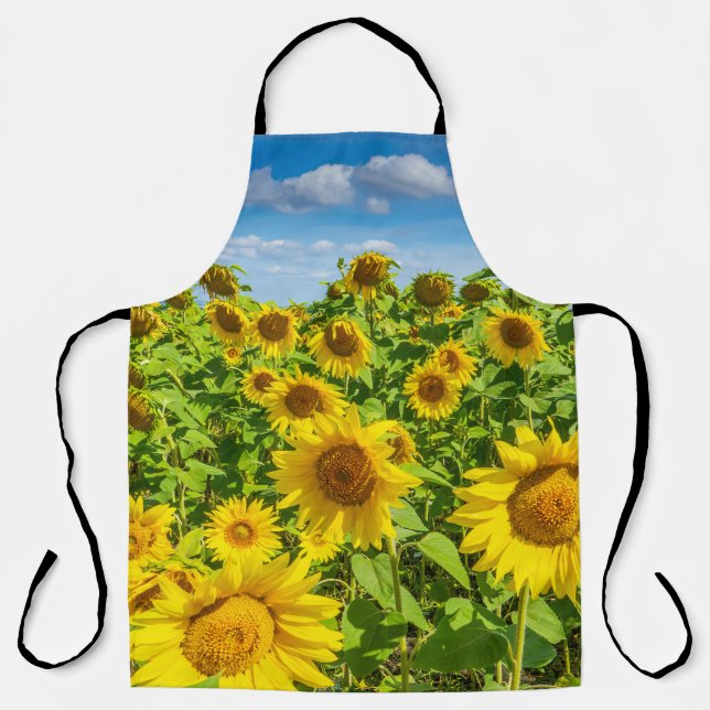 Delantal Campo de girasoles, día soleado de verano. (Anverso)