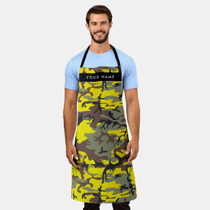 Delantal Camuflaje amarillo y marrón Tu nombre Personaliza