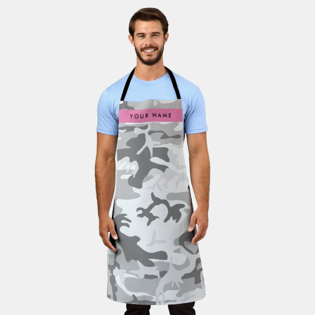 Delantal Camuflaje gris de nieve en invierno Tu nombre pers (Gastado)
